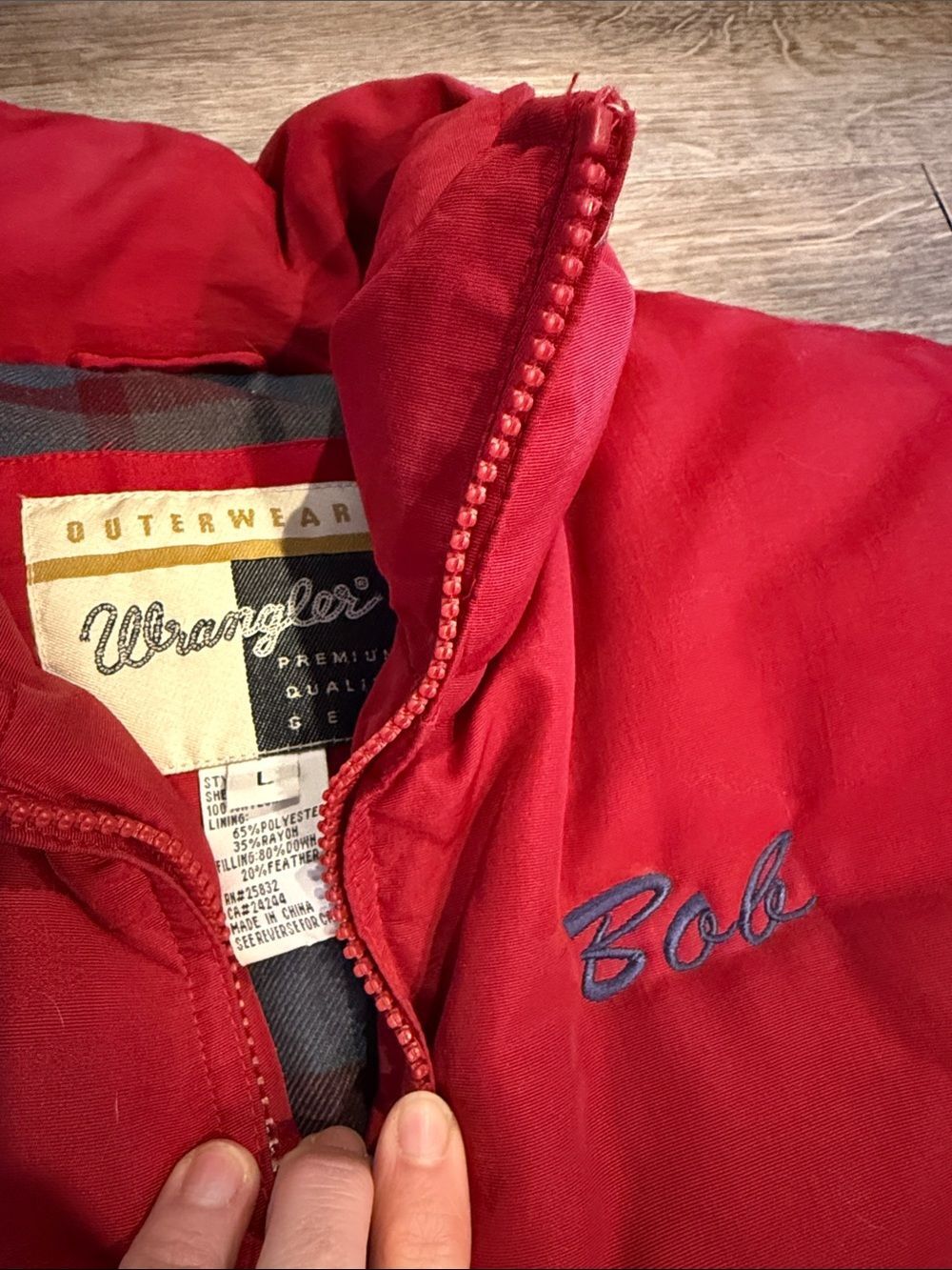 Wrangler Outerwear Men's Puffer‎ Vest Red Flannel Down Cowboy Full Zip Size L - Picture 2 of 7